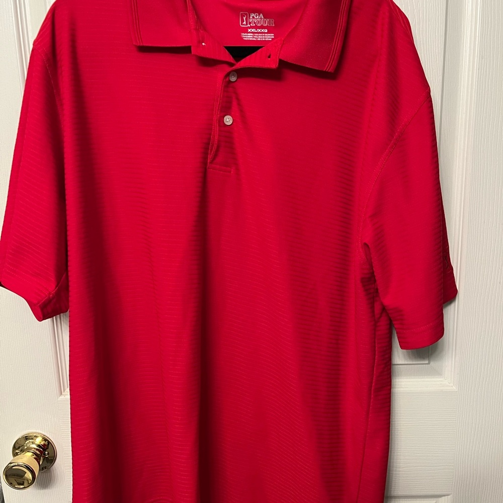 Mens PGA TOUR Golf Polo Shirt Red XXL